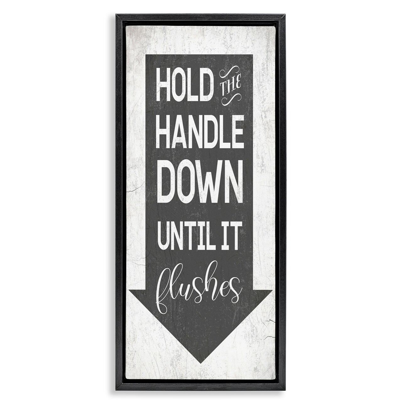Stupell Industries Hold Handle Down Bathroom Arrow Framed Floater Canvas Wall Art